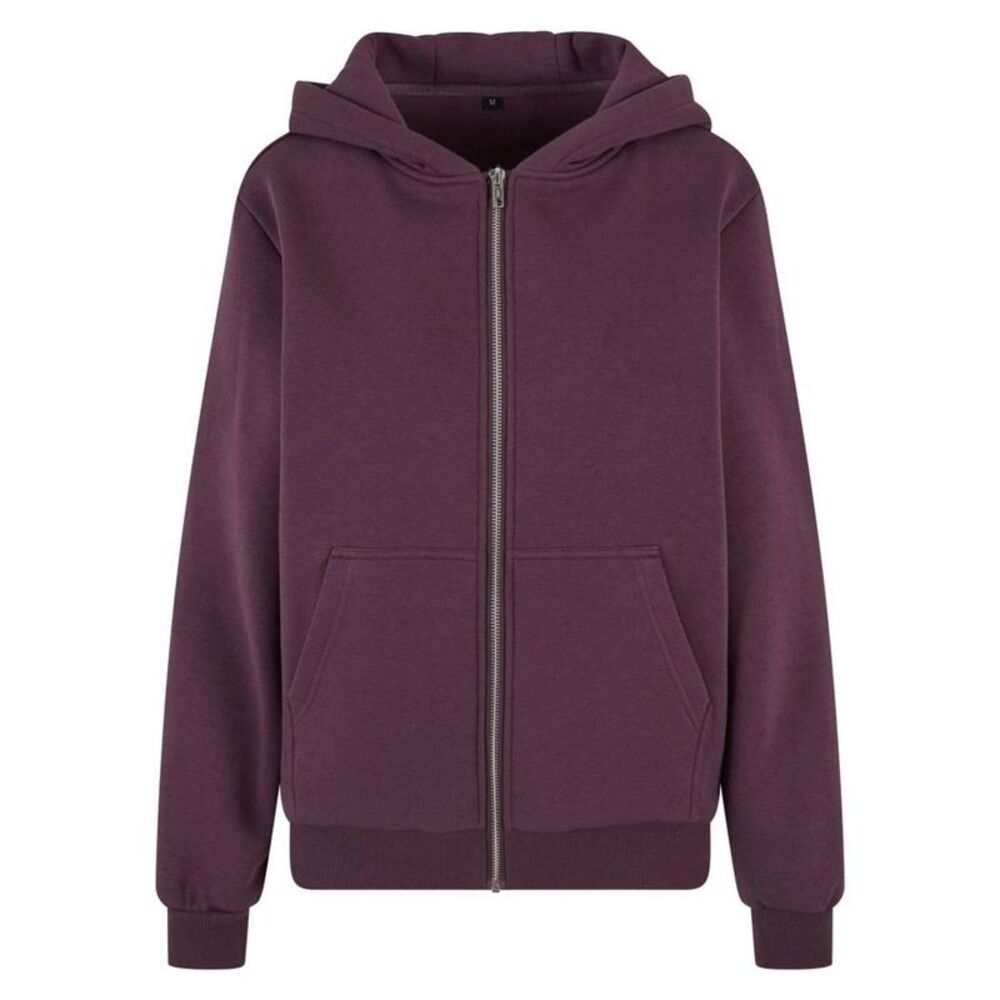 Build Your Brand Womens/Ladies Fluffy Full Zip Hoodie / Plum Purple